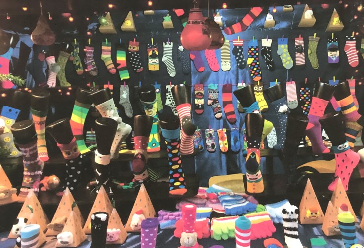 Chalet de chaussettes originales au marché de noël de Nantes